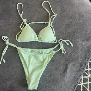 SHEIN lime green string bikini, size S.
